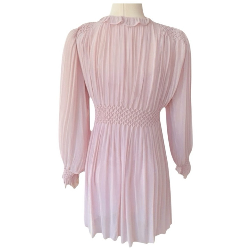 LOVESHACKFANCY Belinda Smocked A-Line Swing Long Sleeve Button-down Mini Dress - Picture 12 of 15